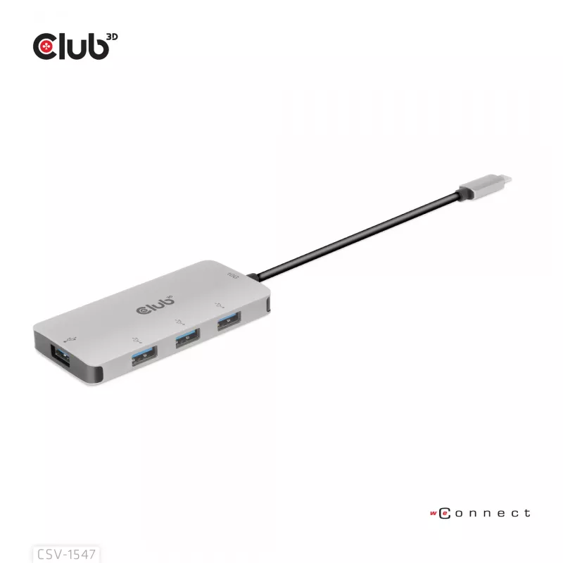 CLUB3D 4 prievadų USB-A šakotuvas USB-C – 10 Gbps spartus perdavimas