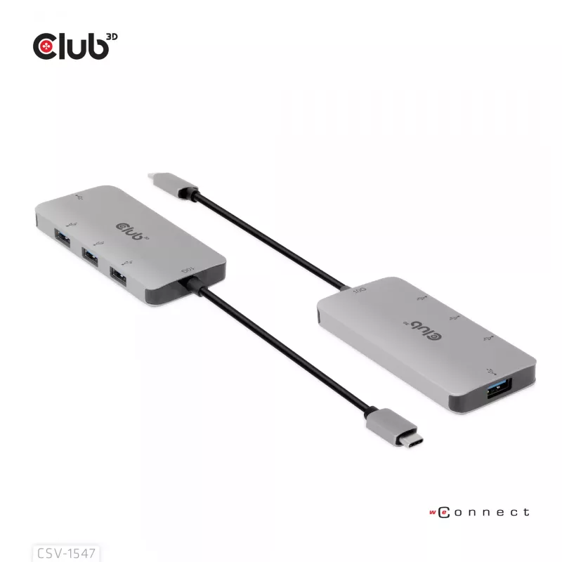 CLUB3D 4 prievadų USB-A šakotuvas USB-C – 10 Gbps spartus perdavimas
