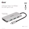 CLUB3D 4 prievadų USB-A šakotuvas USB-C – 10 Gbps spartus perdavimas