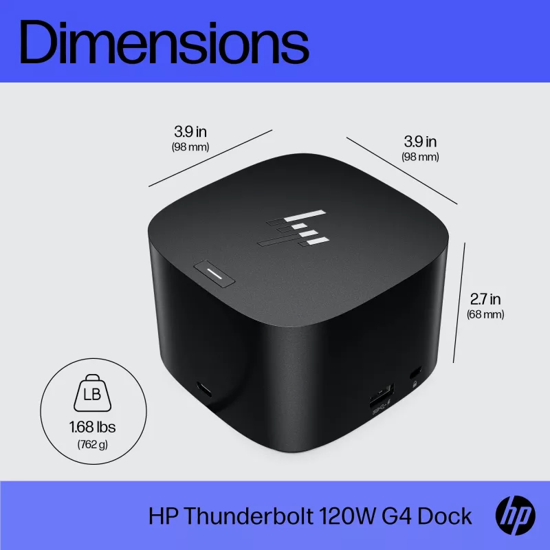 HP Thunderbolt Dock 120W G4, laidinis, Thunderbolt 4, juodas, Kensington, Kinija, Tailandas, Taivanas, verslui