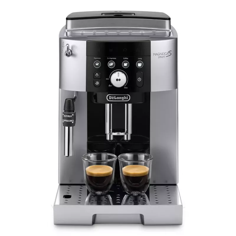 Espresso aparatas De’Longhi Magnifica S Smart ECAM 250.23.SB — 1,8 L vandens talpa, 250 g pupelių talpykla, 15 barų, įmontuotas malūnėlis