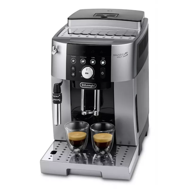 Espresso aparatas De’Longhi Magnifica S Smart ECAM 250.23.SB — 1,8 L vandens talpa, 250 g pupelių talpykla, 15 barų, įmontuotas malūnėlis