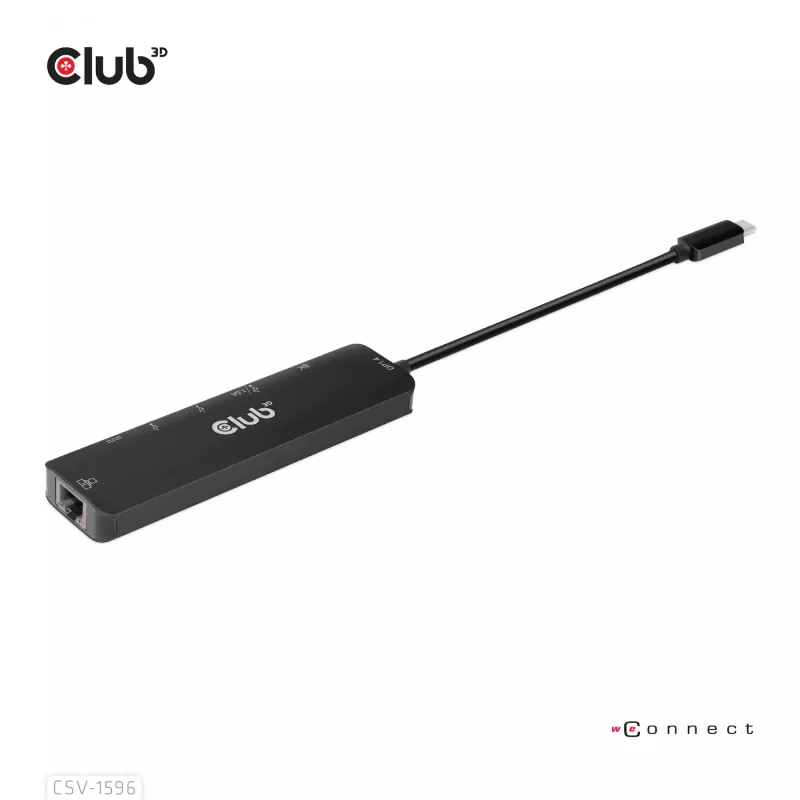 CLUB3D USB Gen1 Type-C, 6-in-1 Hub su HDMI 8K30Hz, 2xUSB Type-A, RJ45 ir 2xUSB Type-C, duomenų ir PD įkrovimas 100 W