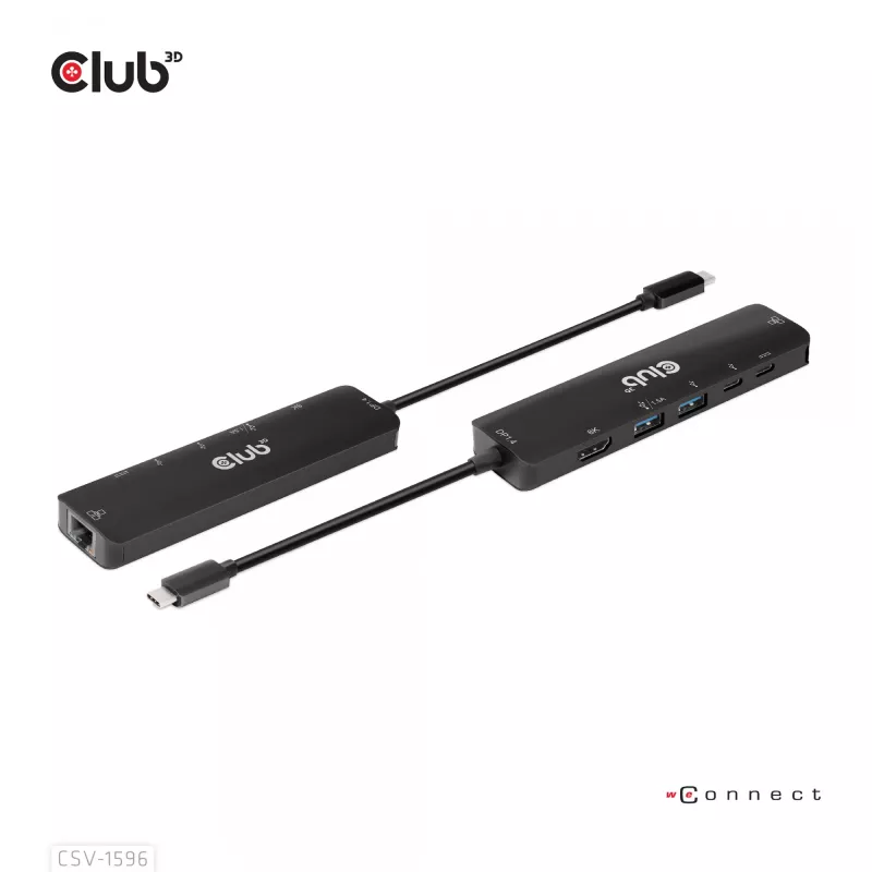 CLUB3D USB Gen1 Type-C, 6-in-1 Hub su HDMI 8K30Hz, 2xUSB Type-A, RJ45 ir 2xUSB Type-C, duomenų ir PD įkrovimas 100 W