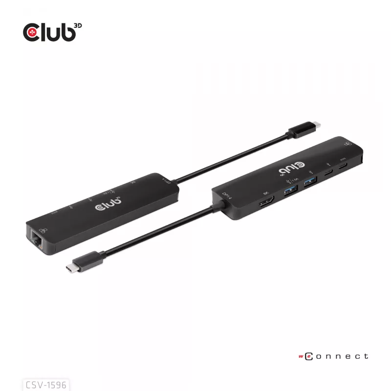 CLUB3D USB Gen1 Type-C, 6-in-1 Hub su HDMI 8K30Hz, 2xUSB Type-A, RJ45 ir 2xUSB Type-C, duomenų ir PD įkrovimas 100 W