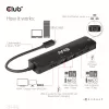 CLUB3D USB Gen1 Type-C, 6-in-1 Hub su HDMI 8K30Hz, 2xUSB Type-A, RJ45 ir 2xUSB Type-C, duomenų ir PD įkrovimas 100 W