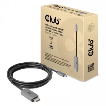 CLUB3D USB Gen2 Type-C į HDMI 4K120Hz 8K60Hz HDR10 su DSC1.2 aktyvus laidas M/M 3m / 9.84ft