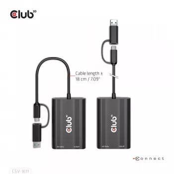 CLUB3D USB Gen1 Type-C/-A į dvigubą HDMI (4K/30Hz) / VGA (1080/60Hz)