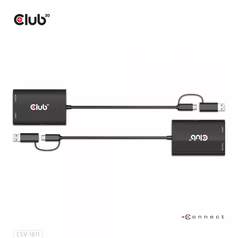 CLUB3D USB Gen1 Type-C/-A į dvigubą HDMI (4K/30Hz) / VGA (1080/60Hz)