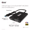CLUB3D USB Gen1 Type-C/-A į dvigubą HDMI (4K/30Hz) / VGA (1080/60Hz)