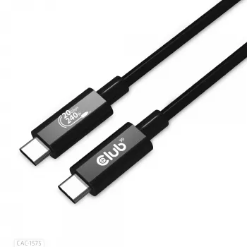 CLUB3D USB4 Gen2x2 Type-C dvikryptis kabelis 4K60Hz, duomenys 20Gbps, PD 240W(48V/5A) EPR M/M 2m