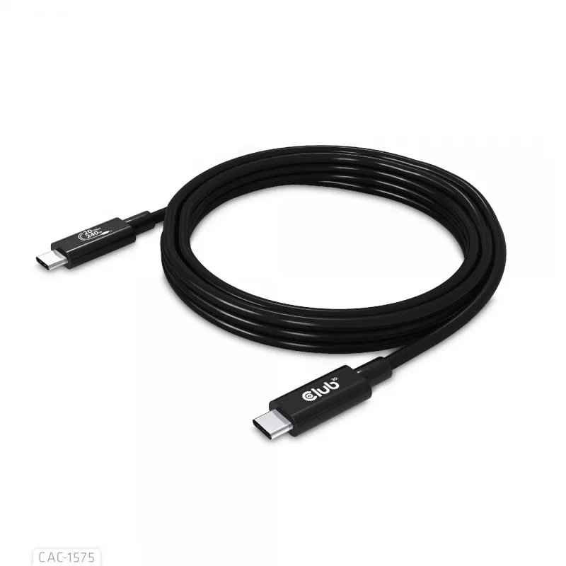 CLUB3D USB4 Gen2x2 Type-C dvikryptis kabelis 4K60Hz, duomenys 20Gbps, PD 240W(48V/5A) EPR M/M 2m