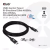 CLUB3D USB4 Gen2x2 Type-C dvikryptis kabelis 4K60Hz, duomenys 20Gbps, PD 240W(48V/5A) EPR M/M 2m