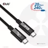 CLUB3D USB4 Gen2x2 Type-C dvikryptis kabelis 4K60Hz, duomenys 20Gbps, PD 240W(48V/5A) EPR M/M 2m