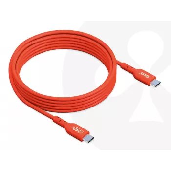 USB-C–USB-C dvikryptis kabelis CLUB3D CAC-1573, USB4 Gen 2x2, 2 m, raudonas, PD iki 240 W