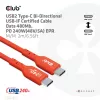 USB-C–USB-C dvikryptis kabelis CLUB3D CAC-1573, USB4 Gen 2x2, 2 m, raudonas, PD iki 240 W