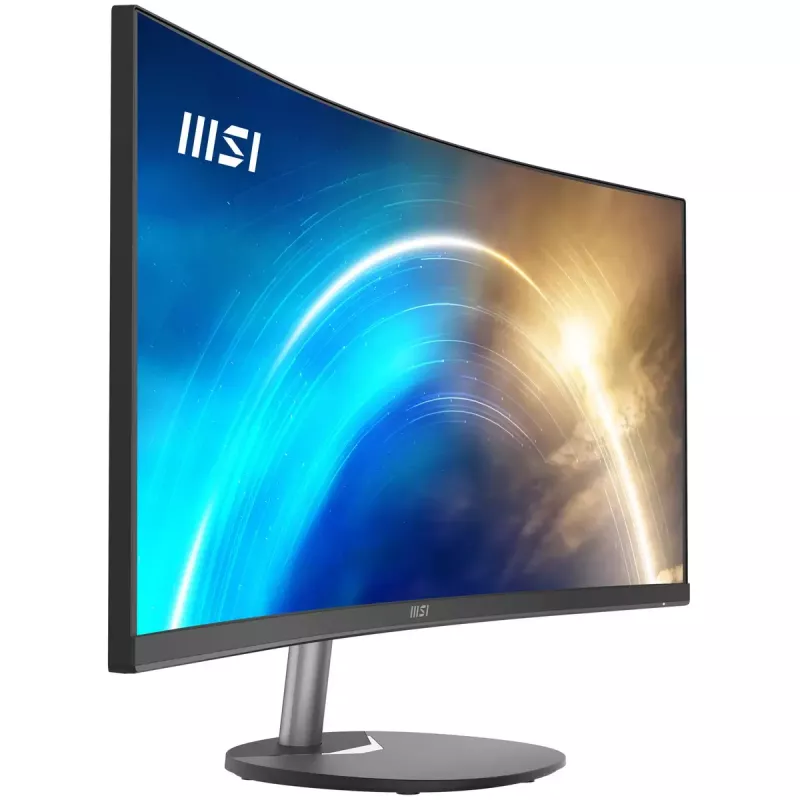 MSI Pro MP341CQ 34 colių lenktas monitorius, 1500R, UWQHD (3440 x 1440), 21:9, 100Hz, VA, 4ms, HDMI, VGA, įmontuoti garsiakalbiai, Anti-Glare, Anti-Flicker, Mažiau mėlynos šviesos, TÜV sertifikuotas, VESA, Kensington, juodas