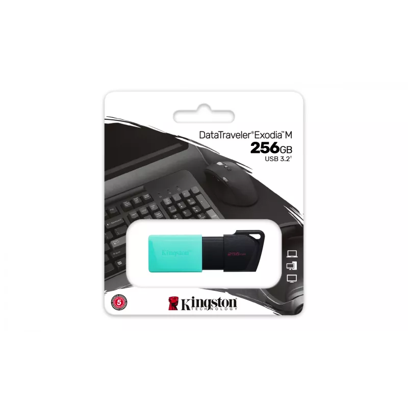 Kingston Technology DataTraveler 256GB USB3.2 Gen1 Exodia M (juoda + žalsvai mėlyna)