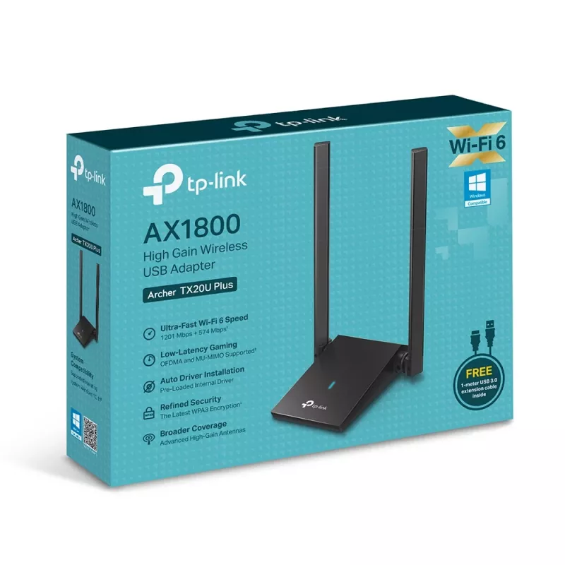 Belaidis adapteris TP-Link AX1800 Dvigubos Antenos 2,4 GHz 5 GHz Wi-Fi 6