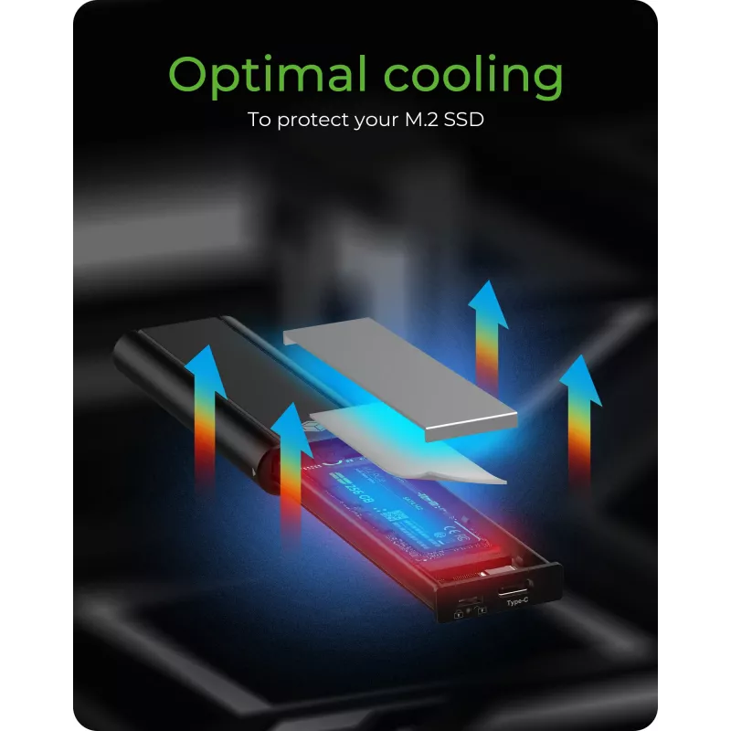 ICY Dėžutė IB-1807MT-C31 SSD dėklas Juodas M.2