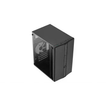 PC korpusas AEROCOOL PGS Evo Mini-G (Mini ITX) — juodas, SPCC, šoninis langas, mėlynas apšvietimas, palaiko micro ATX, GPU iki 26 cm