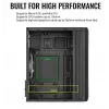 PC korpusas AEROCOOL PGS Evo Mini-G (Mini ITX) — juodas, SPCC, šoninis langas, mėlynas apšvietimas, palaiko micro ATX, GPU iki 26 cm