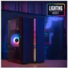 PC korpusas AEROCOOL PGS Evo Mini-G (Mini ITX) — juodas, SPCC, šoninis langas, mėlynas apšvietimas, palaiko micro ATX, GPU iki 26 cm