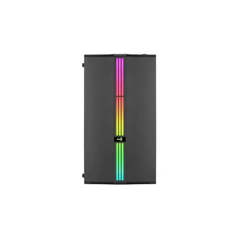 PC korpusas AEROCOOL PGS Evo Mini-G (Mini ITX) — juodas, SPCC, šoninis langas, mėlynas apšvietimas, palaiko micro ATX, GPU iki 26 cm