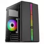PC korpusas AEROCOOL PGS Evo Mini-G (Mini ITX) — juodas, SPCC, šoninis langas, mėlynas apšvietimas, palaiko micro ATX, GPU iki 26 cm