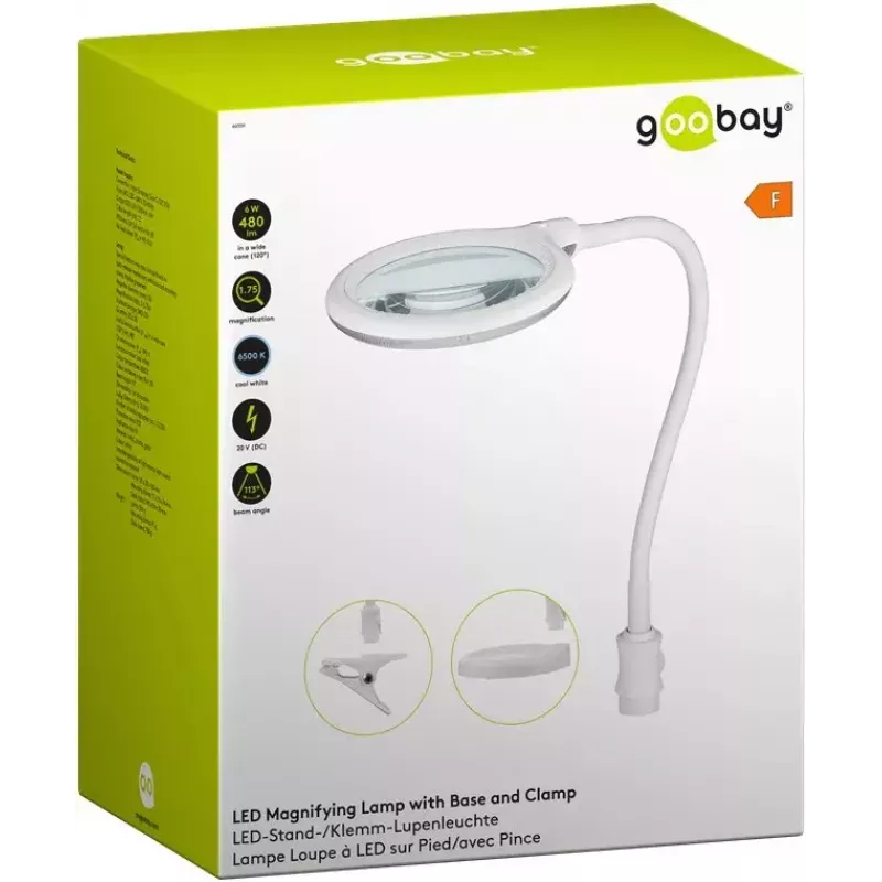 Goobay LED didinamasis šviestuvas su pagrindu ir spaustuku 6 W, didinimas 1.75x