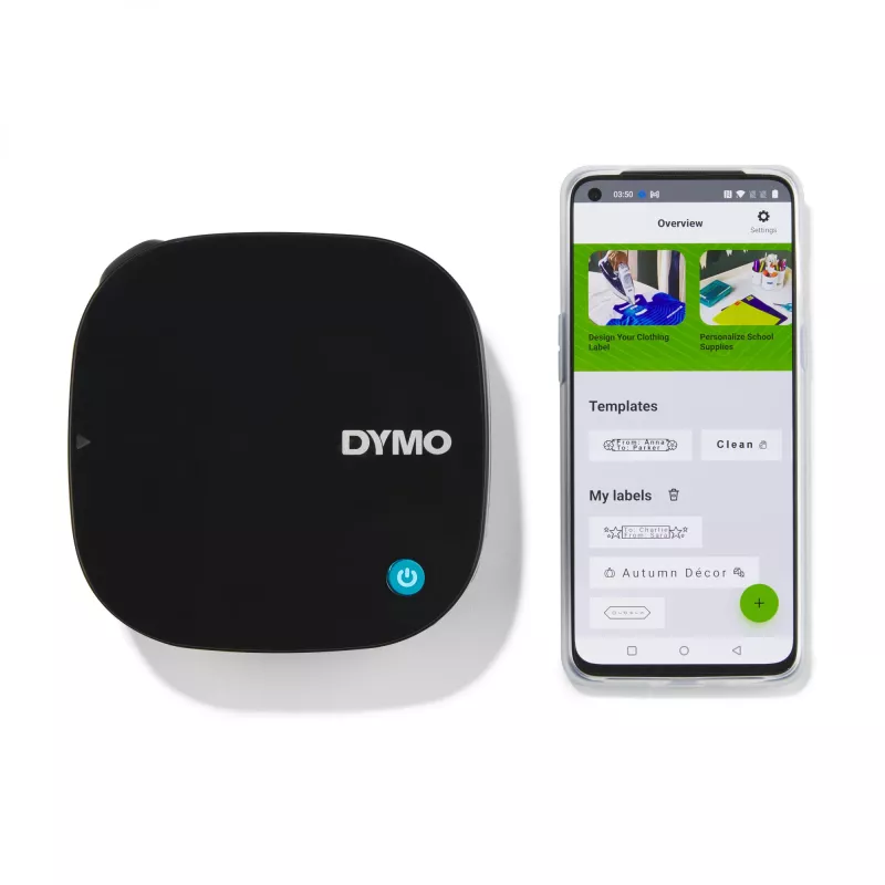 DYMO LetraTag 200B Bluetooth etikečių spausdintuvas | Kompaktiškas etikečių spausdintuvas | Prisijungia per Bluetooth belaidę technologiją prie iOS ir Android | Komplekte 1 balto popieriaus etikečių juosta | Juodas
