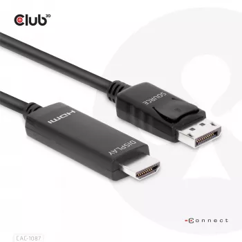 CLUB3D DisplayPort 1.4 į HDMI 4K120Hz arba 8K60Hz HDR10 kabelis M/M 3 m/9,84 pėd.