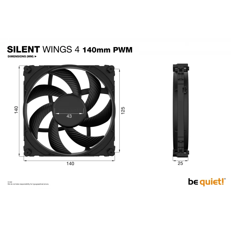 be quiet! SILENT WINGS 4 | 140mm PWM korpuso ventiliatorius 14 cm juodas 1 vnt.