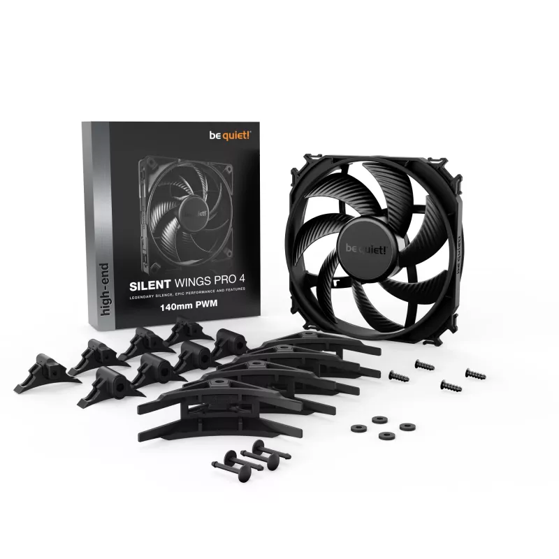 be quiet SILENT WINGS PRO 4 | 140mm PWM Kompiuterio korpuso ventiliatorius 14 cm Juodas 1 vnt.