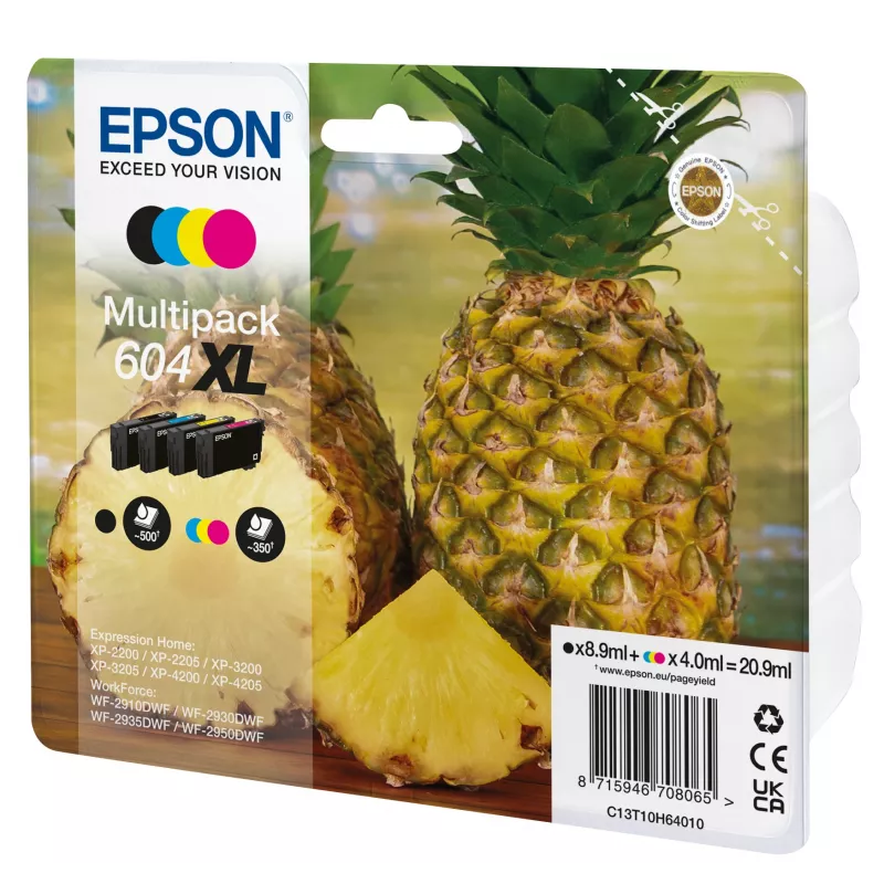 Epson 604XL rašalo kasetė 4 vnt. Originali didelės (XL) talpos juoda, žalsvai mėlyna, rausvai raudona, geltona