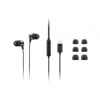 Lenovo 4XD1J77351 ausinės / laisvų rankų įranga Laidinės Į ausis įdedamos Biurui / skambučių centrui USB Type-C Juoda
