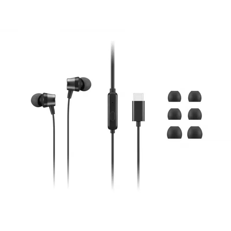 Lenovo 4XD1J77351 ausinės / laisvų rankų įranga Laidinės Į ausis įdedamos Biurui / skambučių centrui USB Type-C Juoda