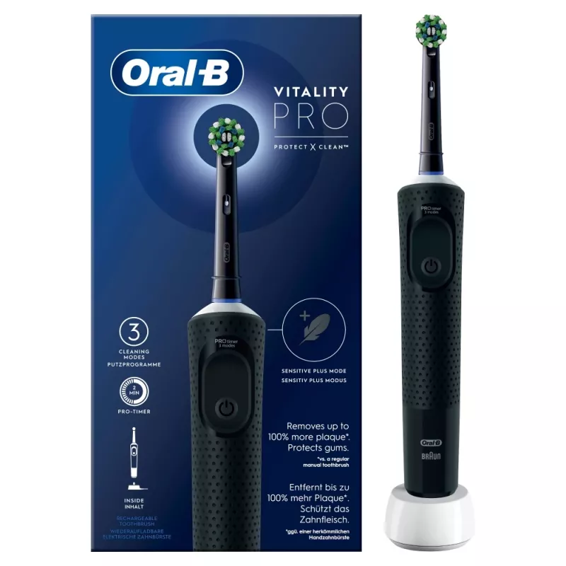 Oral-B Vitality Pro Suaugusiųjų sukamasis dantų šepetėlis Juodas