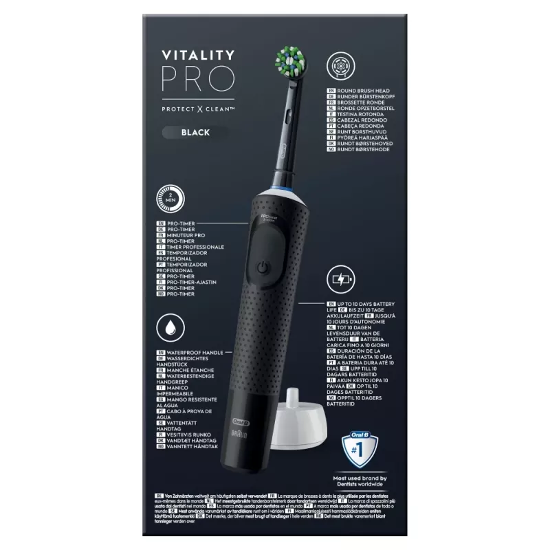 Oral-B Vitality Pro Suaugusiųjų sukamasis dantų šepetėlis Juodas