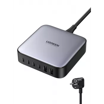 Ugreen 40914 Nexode 200W GaN stalinis USB-C USB-A įkroviklis, naudojimui patalpose, AC, 21 V, 5 A, 2 m, juoda, pilka