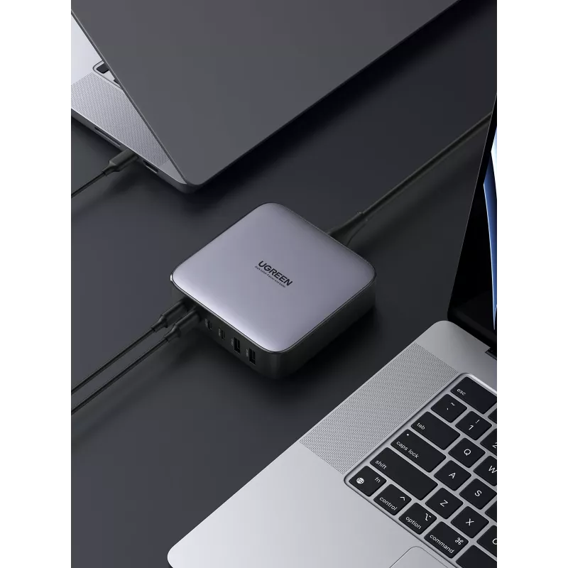 Ugreen 40914 Nexode 200W GaN stalinis USB-C USB-A įkroviklis, naudojimui patalpose, AC, 21 V, 5 A, 2 m, juoda, pilka