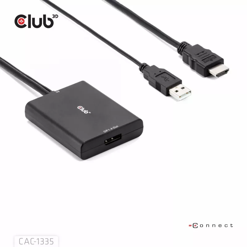 CLUB3D HDMI + Micro USB to DisplayPort™ 4K120Hz arba 8K30Hz M/F aktyvus adapteris