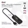 CLUB3D HDMI + Micro USB to DisplayPort™ 4K120Hz arba 8K30Hz M/F aktyvus adapteris
