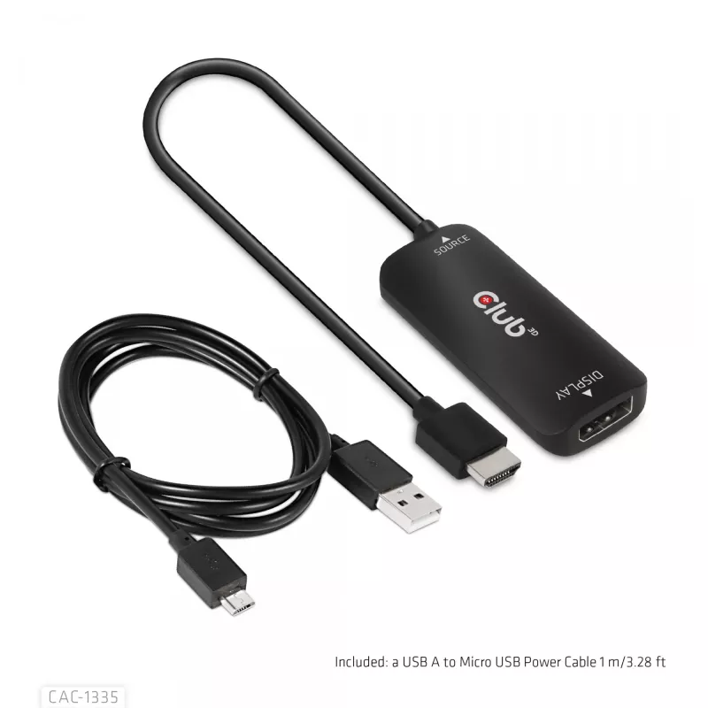 CLUB3D HDMI + Micro USB to DisplayPort™ 4K120Hz arba 8K30Hz M/F aktyvus adapteris