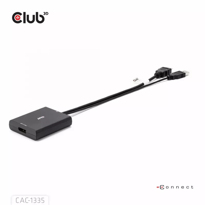 CLUB3D HDMI + Micro USB to DisplayPort™ 4K120Hz arba 8K30Hz M/F aktyvus adapteris
