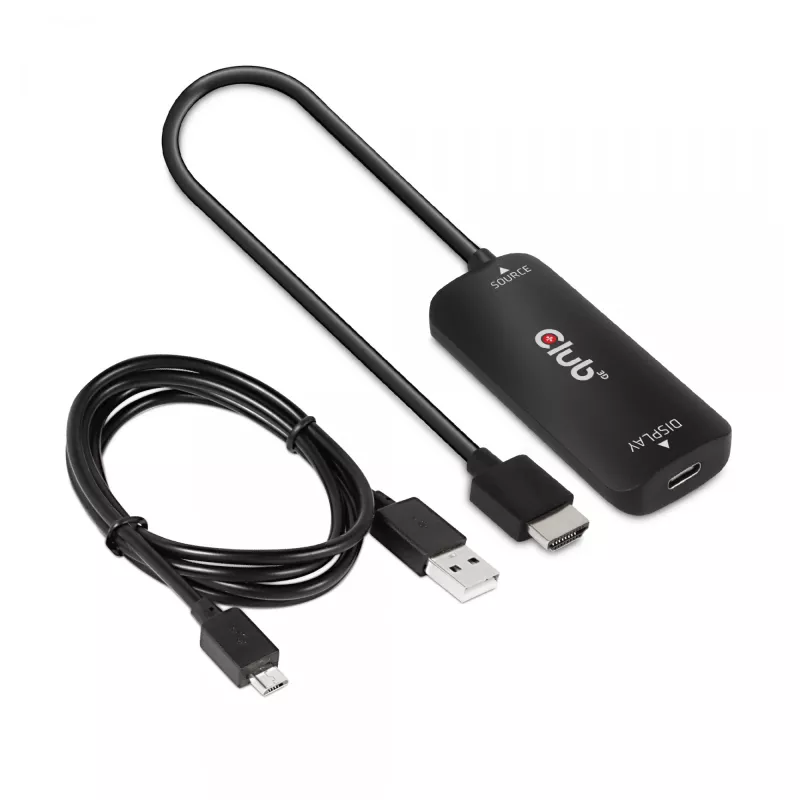 CLUB3D HDMI + Micro USB į USB Type-C 4K120Hz arba 8K30Hz M/F aktyvus adapteris