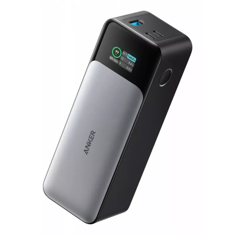 Nešiojamas įkroviklis Anker 737 (A1289011) — 24000 mAh, 140 W, 2× USB-C + 1× USB-A, sidabrinė/juoda