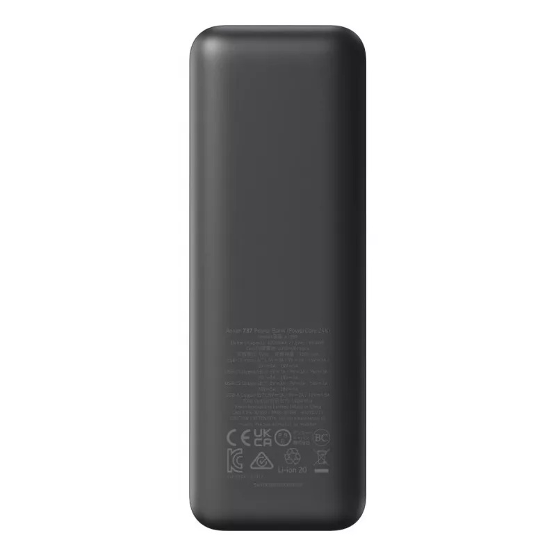 Nešiojamas įkroviklis Anker 737 (A1289011) — 24000 mAh, 140 W, 2× USB-C + 1× USB-A, sidabrinė/juoda