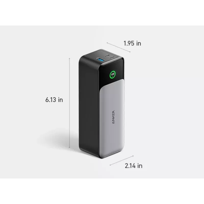Nešiojamas įkroviklis Anker 737 (A1289011) — 24000 mAh, 140 W, 2× USB-C + 1× USB-A, sidabrinė/juoda