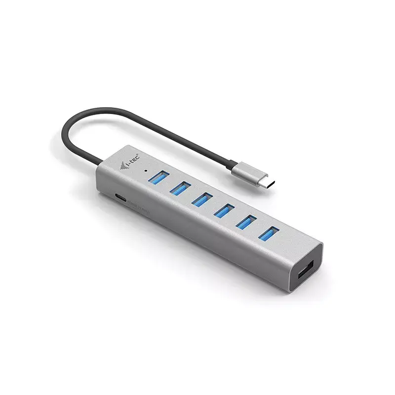 i-tec USB-C įkrovimo metalinis šakotuvas 7 prievadų USB 3.2 Gen 1 Type-C Type-A